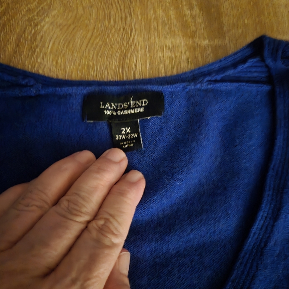 Cashmere Sweater Plus Size Cobalt Blue Lands End - Picture 7 of 7
